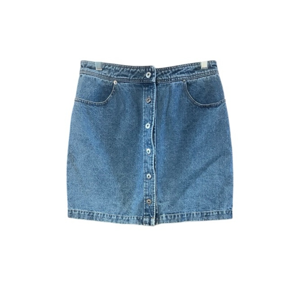 Honey Punch Denim Button-Front Mini Skirt